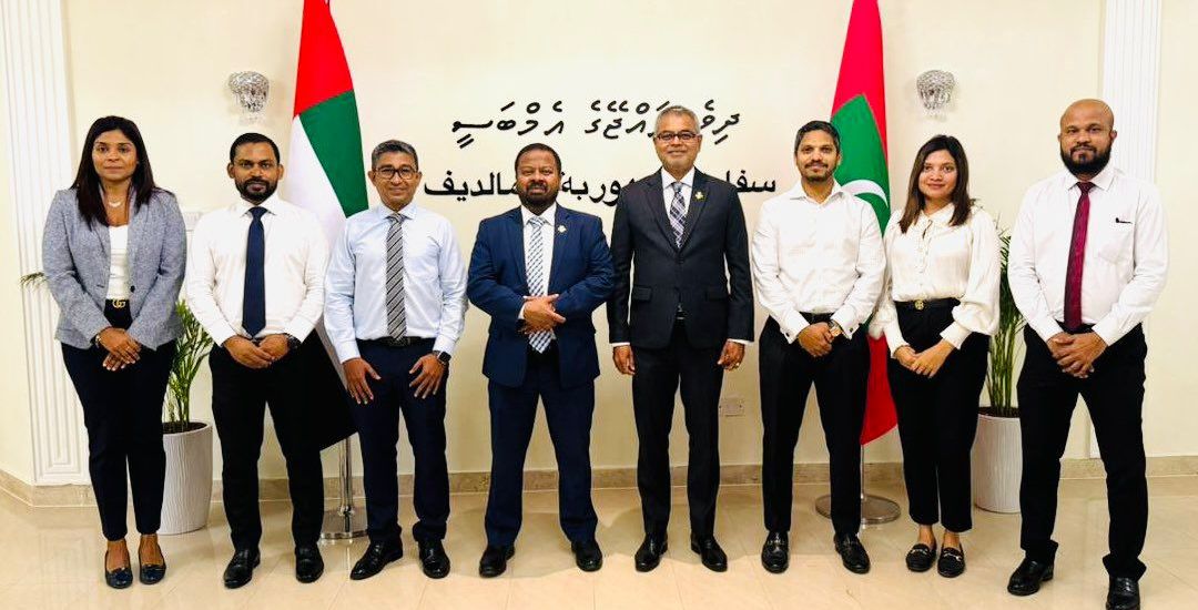 Ambassador H.E. Mohamed Hussain Shareef and staff welcomed Climate Change, Environment and Energy Minister, H.E. Thoriq Ibrahim at the Embassy, during the Minister’s Official Visit to Abu Dhabi